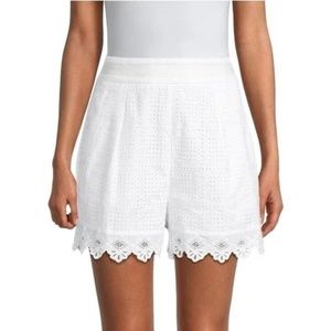 TOCCIN (NY) Eyelet Lace High-Waisted White Shorts O